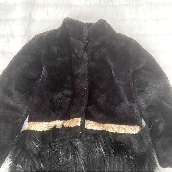 Imoga Collection Freya Long Faux Fur Coat in Black - Picture 4 of 11